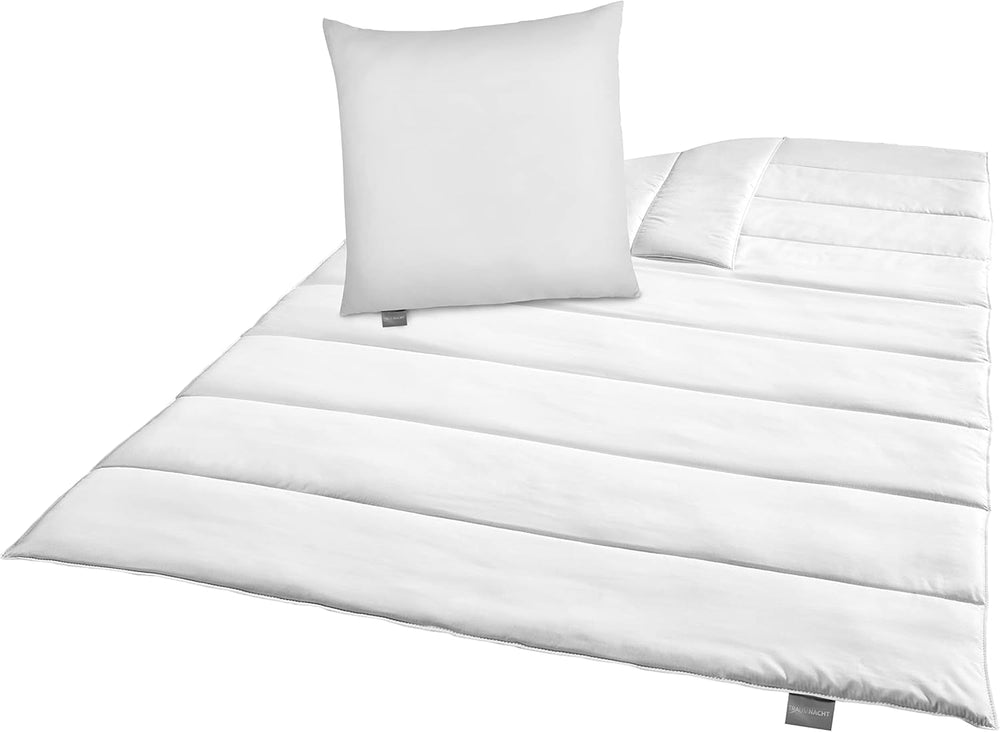 Set biancheria da letto Traumnacht Green - Piumino per tutte le stagioni 135X200 Cm + cuscino 80X80 Cm, resistente con rivestimento in microfibra, prodotto secondo lo standard di qualità tedesco. Piumini e trapunte Naty Shop Set biancheria da letto per tutte le stagioni (coperta + cuscino 80X80) 135 X 200