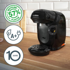 Espressor cu capsule Bosch Tassimo Style TAS112E, peste 70 de băuturi, potrivit pentru toate dimensiunile de cești, complet automat, sustenabil, economisește spațiu, 1400 W, negru