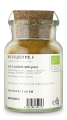 Ankerkraut Bio Golden Milk, Gewürz für goldene Milch, con curcuma, Zimt und Ingwer, 75 g in bicchiere di sughero