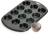 Original Kaiser Inspiration Muffinform-Set 2-Teilig, Muffinblech Mit Xmas Papierbackförmchen Für 12 Muffins, 38 X 27 Cm, Cupcake Form Antihaftbeschichte, Schwarz Stampi e teglie da forno Naty Shop