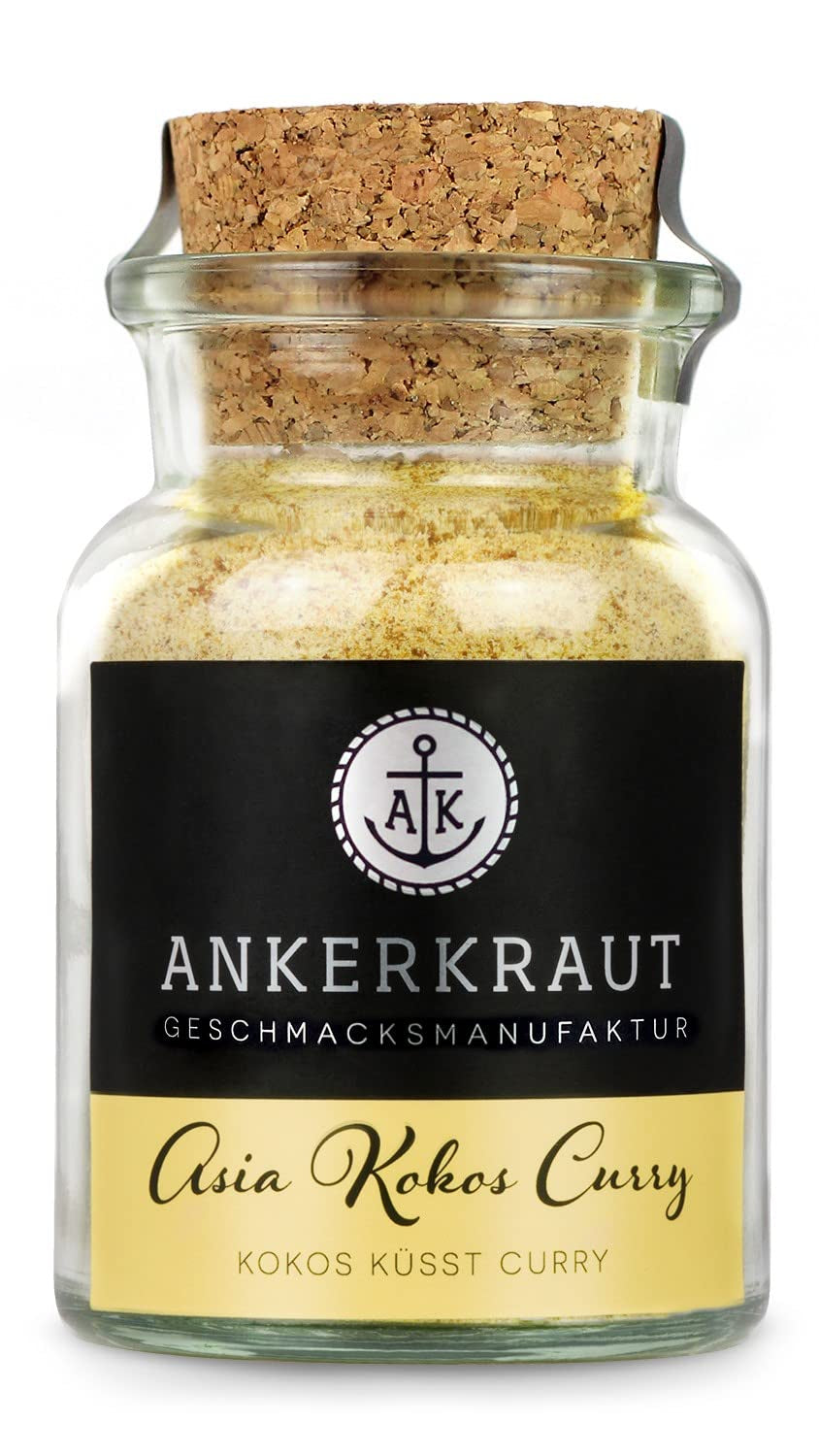 Ankerkraut Asia Kokos Curry, 85g in vetro di sughero, Gewürz für Kokos-Milch Gemüse Fleisch, Einfach Lecker Zu Hause Kochen, Premium Qualität in der Panne