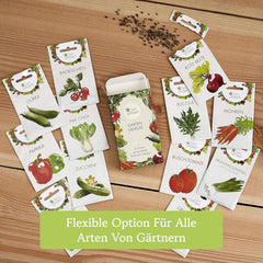 Set di semi di verdure coltivate da soli - 12 Pflanzensemen Sorten für Hochbeet und Garten - Praktische Box mit Gemüsesamen für den Anbau Frischer Ernte zu Hause - Ideal für Gartenliebhaber