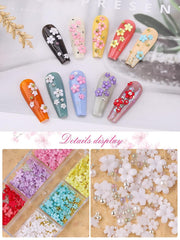 Kalolary Flori Nail Art Talismani, Flori Acrilice 3D pentru Unghii Ornamente Florale cu Cinci Petale Pietre PreČioase pentru Unghii Strasuri pentru Unghii MÄrgele Metalice Mixte pentru Design Nail Art DIY ConfecČionarea Bijuteriilor (2 Cutii)