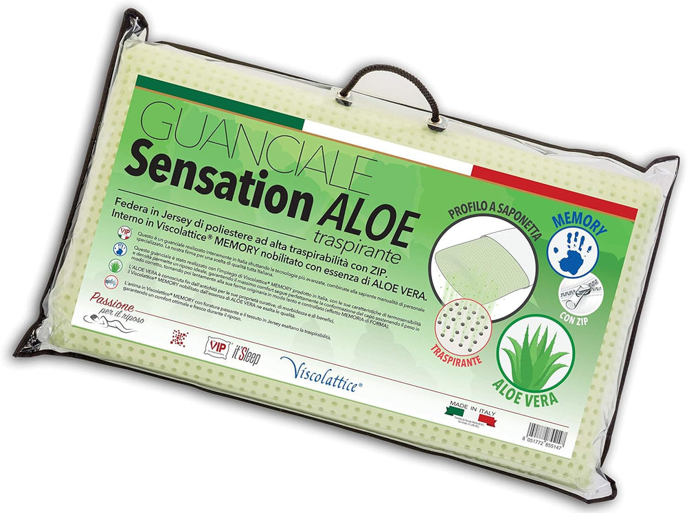 V.I.P. Very Important Pillow V.I.P. Pernă cu buclă de săpun, spumă de memorie cu tratament Aloe, pernă 48 X 78 X 12 cm, Made in Italy Perne standard Naty Shop Titlu implicit