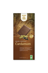 Cardamomo biologico, cacao 38%, confezione da 100 g