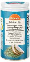 Ostmann Gewürze - Celeriesalz | Zum Verfeinern zährlicher herzhafter Gerichte | Riciclabile, riutilizzabile Streudose | 50 g in un colino