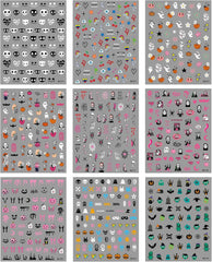 JMEOWIO Nagelsticker Halloween 9 Blatt Nail Art Sticker Selbstklebend Nagelaufkleber Dekoration Nageldesign Zubehör