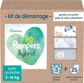 Pampers - Harmony Hybrid Starter Pack, 3 pannolini lavabili + 25 strati superiori usa e getta - 1 confezione