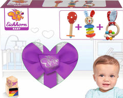 Eichhorn 100017045 - Set de început / cadou pentru copii cu maraca, jucărie de prins cu sunet și jucărie de prins cu motiv de iepure, 3 piese, de la 3 luni Jucarii Bebe Naty Shop