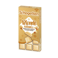 Schogetten Biondo Caramello | Caramello con cioccolato bianco e pezzetti di caramello | Tavoletta di cioccolato 100g | Convenientemente porzionato