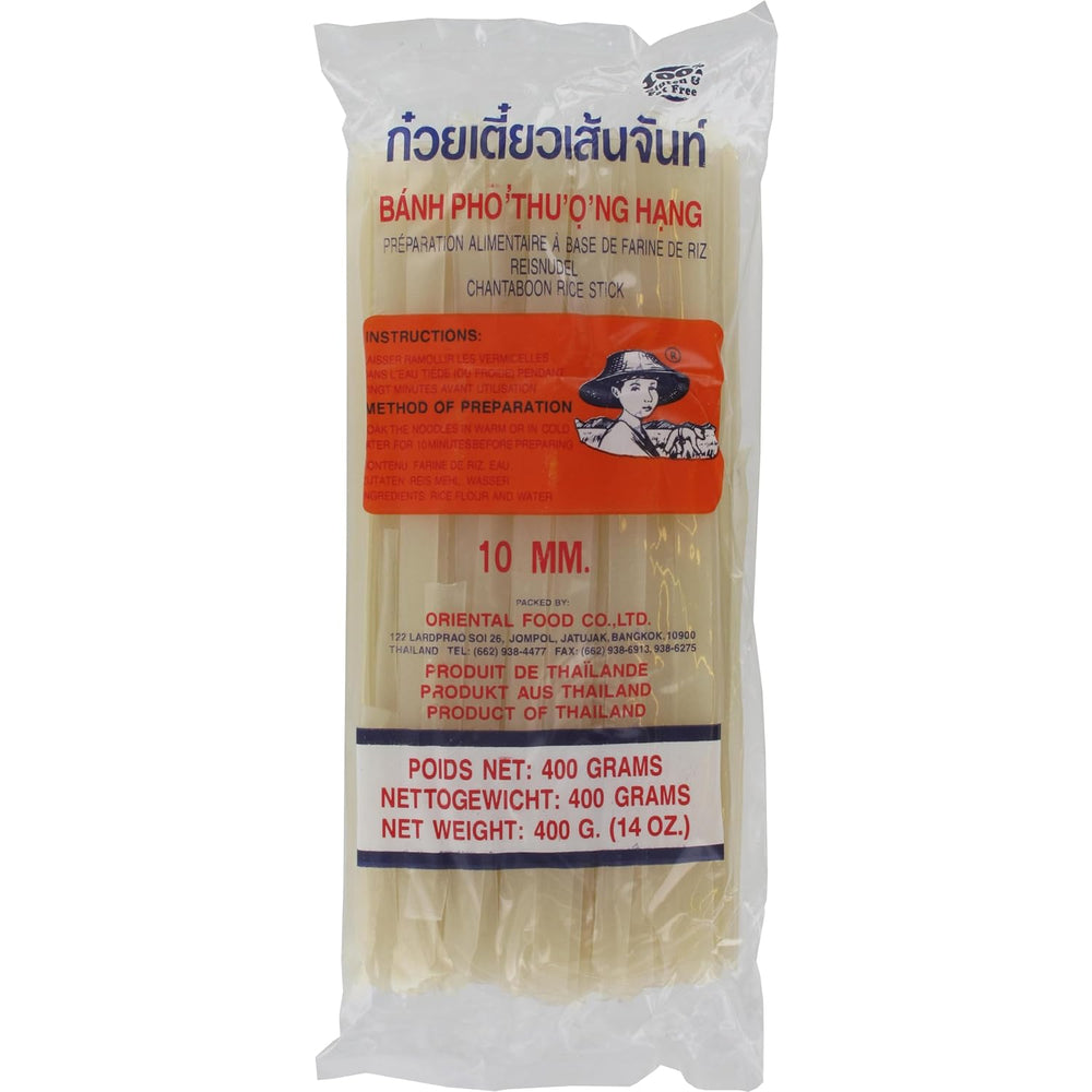 Spaghetti di riso - Tagliatelle tailandesi a nastro di riso larghe 10 mm, a base di farina di riso, dritte - 1 x 400 g