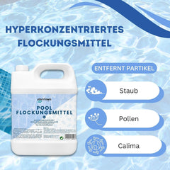 Flocculante per piscina 5L | Flocculante per piscina per acqua cristallina | Molto concentrato ed economico | Adatto a tutti i sistemi di filtrazione | Nessun additivo nocivo