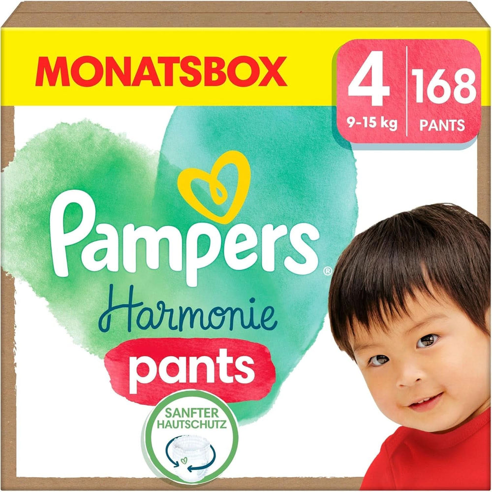 Pannolini Pampers Harmonie Pantaloni Baby, taglia 4 (9Kg-15Kg), 168 pannolini Mamma e Bambino Naty Shop