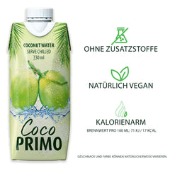 Acqua di cocco, bevanda sportiva pura, dissetante, 12 bevande analcoliche da 330 ml Naty Shop