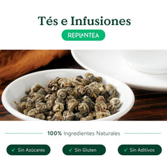 Ceai organic Jasmin Dragon Pearls (100 g) | Ceai verde premium sub formă de perle de jasmin rulate manual | Specialitate de ceai cu aromă delicată de flori | REPLANTEA