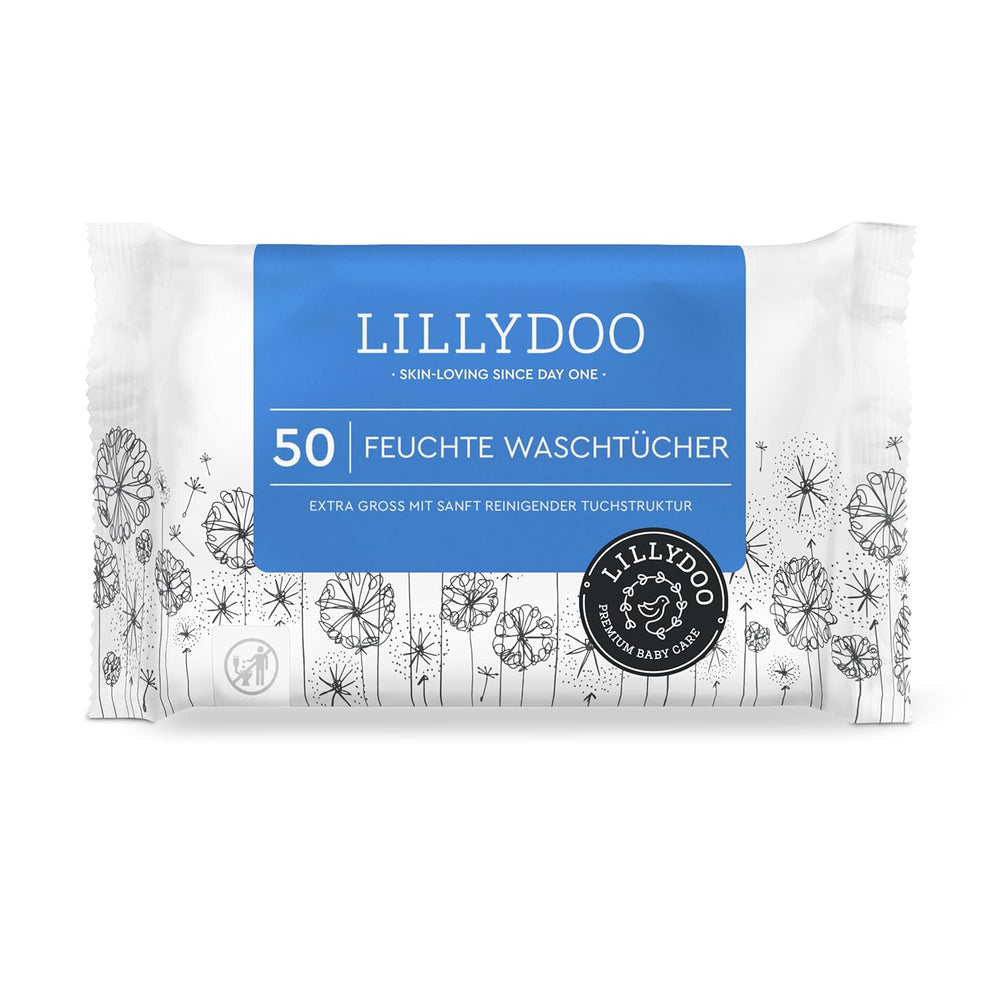 LILLYDOO Salviette umidificate 50 conteggi Salviette extra large al 100% senza plastica, senza profumo