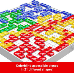 Mattel Games Blokus Game, joc de societate pentru familie, joc de strategie, pentru 2-4 jucători, joc de petrecere, vârste de la 7 ani în sus, BJV44