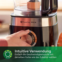 Philips Kompakte Küchenmaschine – 850W, 31 Funktionen, 2.1-Liter-Behälter, Powerchop, Edelstahlklinge (HR7530/10) Cucina Naty Shop