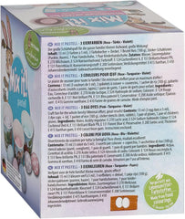 Coloranți de ou Heitmann - Mix It Pastel - 3 coloranți lichizi de ou în roz, turcoaz și violet, cupă, orez, șabloane și mănuși - Vopsire ușoară cu ouă