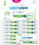 Salviette umidificate WaterWipes Sensitive+ Hydrating Boost, salviette idratanti, 720 unità (confezione da 12), 3 in 1 per pulire, curare, idratare, acqua di aloe vera al 99%, salviette per neonati senza profumazione