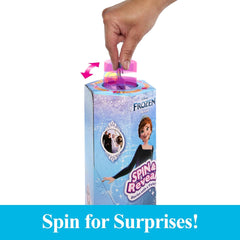 Mattel Disney The Ice Queen Anna Fashion Doll Set, Spin & Reveal cu 11 surprize, inclusiv 5 accesorii, 5 autocolante și o scenă pentru joacă, inspirat de filmul Disney, HXD27 Papusi Naty Shop