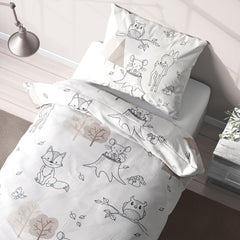 Biancheria da letto per bambini, volpe, gufo e animali del bosco, 100% cotone Biancheria da letto - bambini Naty Shop