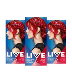 Vopsea de păr Live Ultra Bright sau Pastel Red, 3 bucăți, culoare semipermanentă, durează până la 15 spălări - 092 Pilllar Box Red Vopsea pentru par Naty Shop Pillar Box Roșu 3 bucăți (pachet de 1)