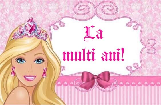 Decoratiune comestibila din zahar, Barbie - "La multi ani!" Nati Shop