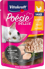 Vitakraft Poésie Délice, Nassfutter Katze, Katzennassfutter in Sauce, mit Huhn, Vorratspackung, ohne Zusatz von Zucker und Getreide (23x 85g)