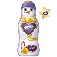 Milka Snowman Friends Alpine Milk - Mini pupazzi di neve di finissimo cioccolato con latte alpino - 5 x 15 g
