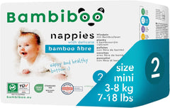 Bambiboo Mini Pannolini Usa E Getta Delicati sulla Pelle con Morbida Apertura Ombelicale in Fibra di Bambù - Pannolini per Neonati - Pannolini Usa e Getta per Neonati - Protezione della Pelle - Taglia 2, 25 pz