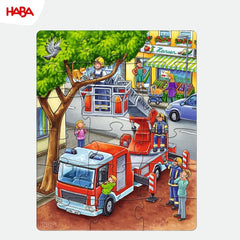 HABA Puzzle Vigili del Fuoco - Set da 3 Pezzi per Bambini dai 3 Anni in su Puzzle in Cartone con Polizia e Ambulanza - Stimola la motricità fine e la concentrazione - 1302759001 Puzzle Naty Shop
