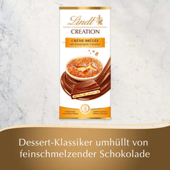 Baton Crème Brûlée Lindt Chocolate Creation | Umplutură Crème Brûlée cu caramel crocant, acoperită cu cea mai fină ciocolată cu lapte | Baton de ciocolată | Cadou de ciocolată, 150g