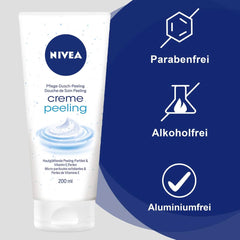 NIVEA Creme Peeling, exfoliant de corp hrănitor cu particule fine și vitamina E, 200 ml Duș și baie Naty Shop