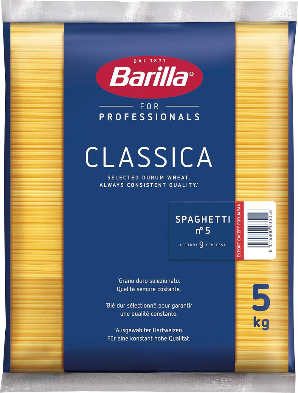 Spaghetti di Grano Duro Barilla n. 5 – Confezione da 1 (1x5kg)