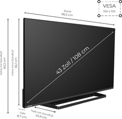 Televizor Toshiba Fire de 43 de inci (televizor inteligent 4K UHD, HDR Dolby Vision, tuner triplu, Alexa încorporată, sunet Onkyo) 43UF3F63DAZ