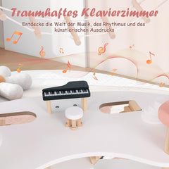 FANTASK Casa delle Bambole in Legno, Casa delle Bambole con 7 Camere e 7 Camere, Altezza 85 cm, con 32 Mobili e Accessori, Casa delle Bambole con Scala di Corda, Casa delle Bambole Regalo per Bambine di 3 Anni (Modello 3) Naty Shop Dollhouses