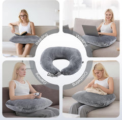 Pernă de gaming SLIGUY, pernă de citit, pernă de susținere a brațelor pentru pat și canapea, pernă pelviană în formă de U pentru adulți, gri închis