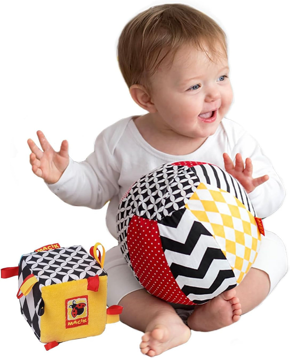 magdum 2 set joc cub copil + tesatura minge - jucărie abilități motorii de la 1 an - jucărie pentru copii 6 luni - jucărie Montessori - jucărie educativă 1 an - cadou pentru copii - minge pentru copii - cub pentru copii - cadouri pentru copii Jucarii Bebe Naty Shop Titlu implicit