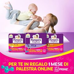 Pannolini Pampers Progressi & Fit Prime Midi, formato corto, 162 pannolini, taglia 3 (4-9 kg), iscrizione online in palestra per 1 mese in regalo