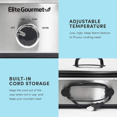 MST-5240SS Pentola a cottura lenta, 3,3 litri, Pentola a cottura lenta in acciaio inossidabile Naty Shop