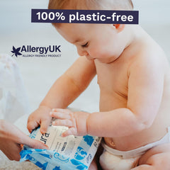 Salviette usa e getta ecologiche per la pelle sensibile del bambino 70 salviette (1 confezione) 99% acqua 100% senza plastica per pelle sensibile incline all'eczema Neonato biodegradabile Vegan