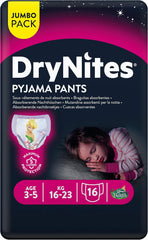 Indumenti da notte per ragazze Huggies DryNites, 3-5 anni (16-23 kg), 2 x 16 pezzi