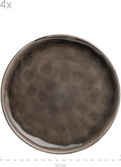 MÄSER 934073 Niara Organic Series, set de veselă modern pentru 4 persoane, cu aspect vintage incitant, serviciu combinat format din 16 piese cu o combinație specială de glazură în negru și maro, gresie