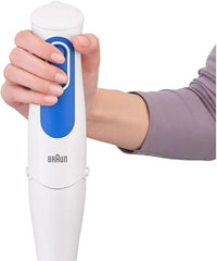 Braun Multiquick 3 MQ 3000 Smoothie+ Stabmixer – Purierstab Mit 2 Geschwindigkeiten, Powerbell plus e Splashcontrol-Technologie, 700 Watt, Inkl. Mix-&Messbecher da 600 ml, Blau/Weiß Kitchen Naty Shop