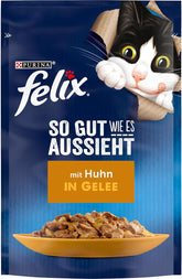 Felix As Good As It Looks Hrană umedă pentru pisici în jeleu cu pui, pachet de 26 (26 x 85g)