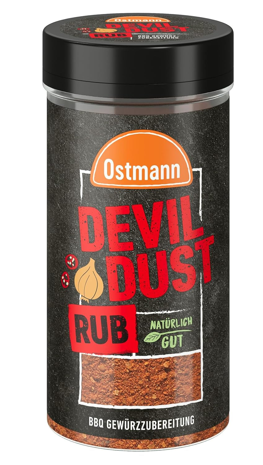 Ostmann Gewürze - Polvere del diavolo | BBQ Rub Gewürzzubereitung | Scharfe Trockenmarinade für Grillfleisch | 140 g in un colino