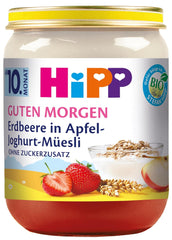 Muesli con yogurt e mele con fragole HiPP Organic Good Morning (6 x 160g), a partire da 10 mesi, senza zuccheri aggiunti, con prezioso calcio, della migliore qualità biologica