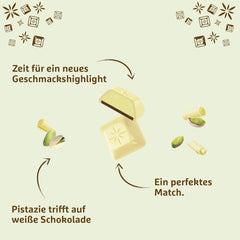 Schogetten Pistacchio Bianco | Cioccolato bianco con ripieno di crema al pistacchio | 100 g| Convenientemente porzionato (confezione da 3)