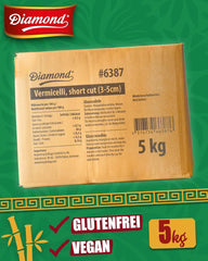 Tagliatelle di vetro DIAMOND, tagliatelle di vetro corte con amido di fagioli mung, naturalmente vegane e senza glutine - 1 x 5 kg